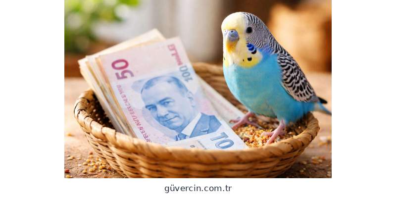 Renkli ve canlı bir muhabbet kuşu kafeste duruyor