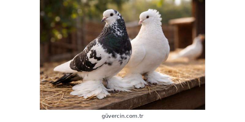 Bir çift paçalı güvercin doğal ortamda