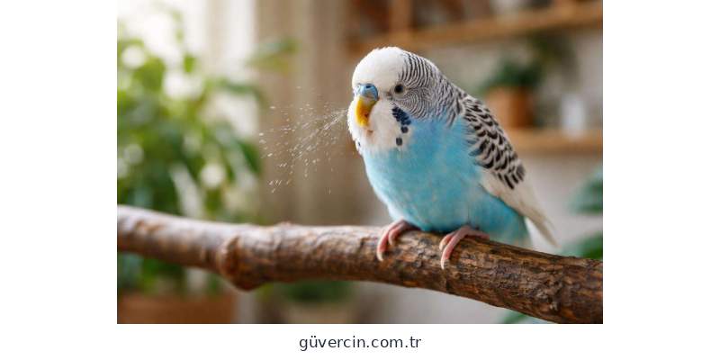 Muhabbet kuşu hapşırırken görüntüsü