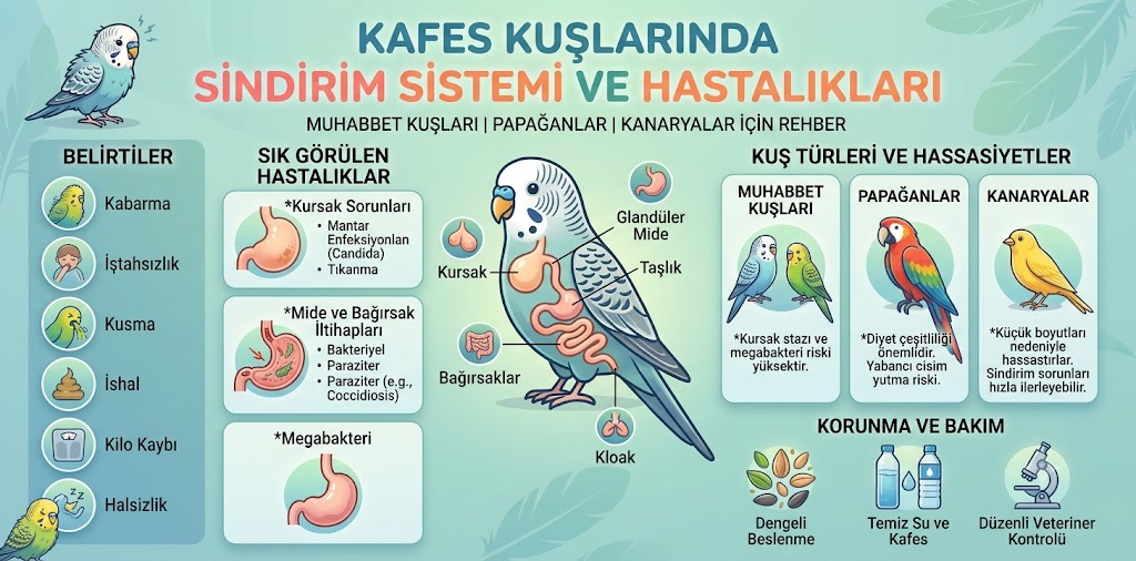 Kafes Kuşlarında Sindirim Hastalıkları | Belirtileri, Tanısı ve Tedavisi