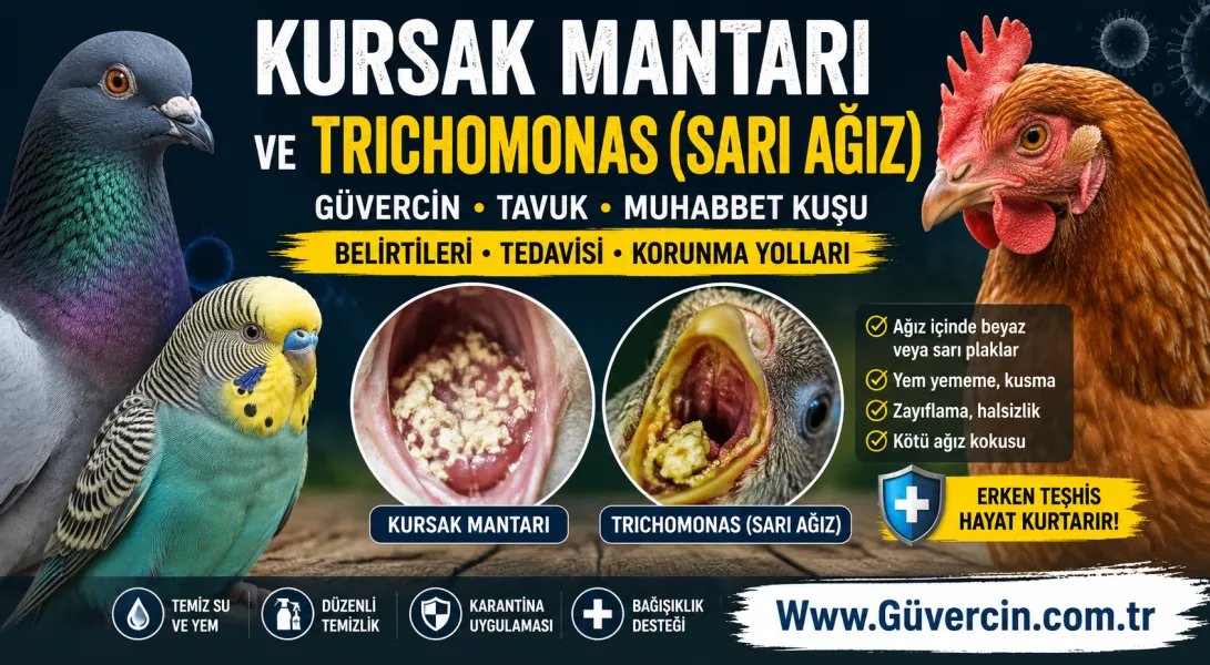 Kursak Mantarı ve Trichomonas (Sarı Ağız) | Güvercin, Tavuk ve Muhabbet Kuşlarında Belirtiler