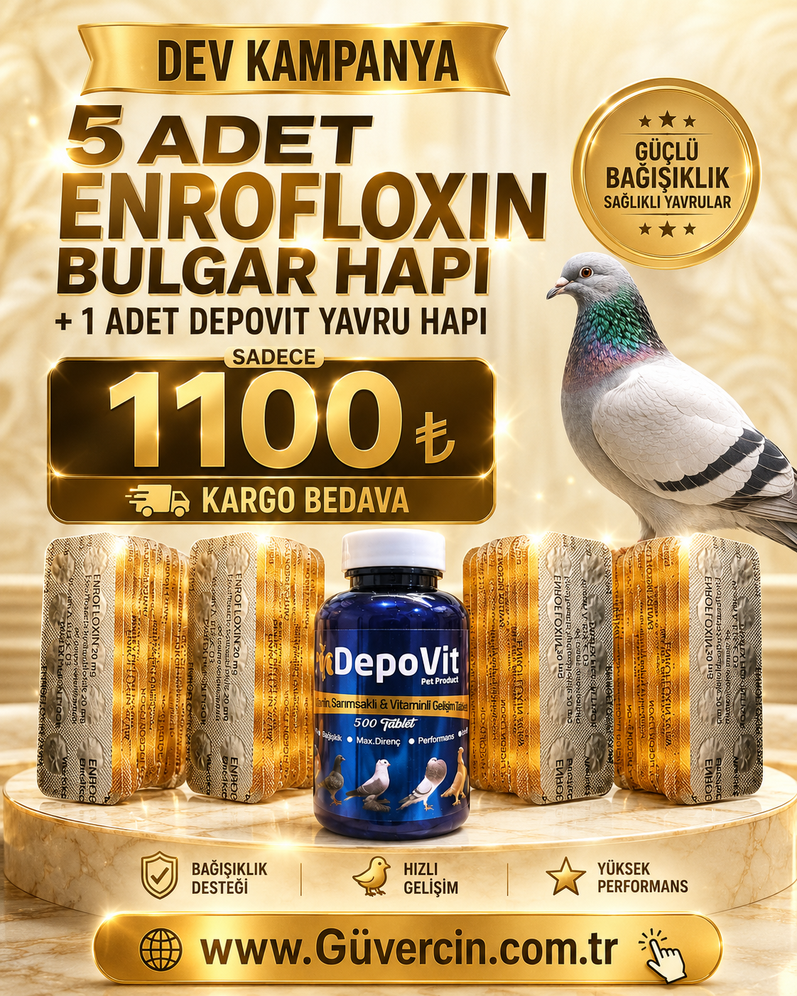 Enrofloxin – Bulgar Hapı ve 1 adet Depovit Yavru Hapı